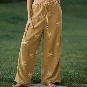 Celandine Embroidered Mesh Pants Olive Green Starfish M
